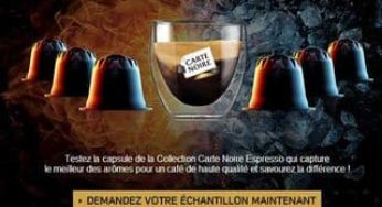 Echantillons gratuits capsules CARTE NOIRE (compatible Nespresso)