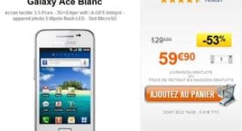 Moins de 60 euros le smartphone SAMSUNG Galaxy Ace Blanc (port inclus)