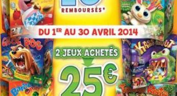 1 jeu Goliath acheté = 10 euros de remboursés, 2 jeux = 25 euros (moins de 5€ après ODR) – derniers jours