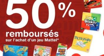 Votre jeu Mattel 50% remboursé ! ODR Avril 2014