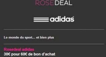 Adidas : 30 euros le bon d’achat d’une valeur de 60 euros / livraison gratuite