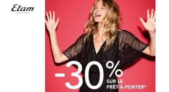 Tout le prêt à porter Etam à moins 30% (jusqu’à vendredi) !