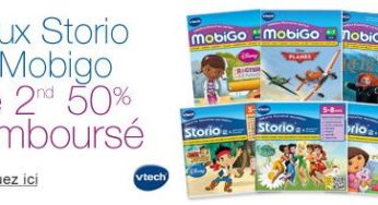 1 jeu Storio ou MobiGo acheté = le second 50% remboursé