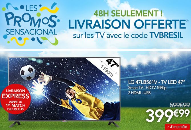 Spécial coupe du monde : Livraison express GRATUITE sur les TV chez Rue Du Commerce