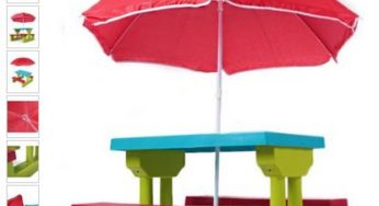 Moins de 40 euros l’ensemble de jardin pour enfant table 2 bancs + parasol port inclus