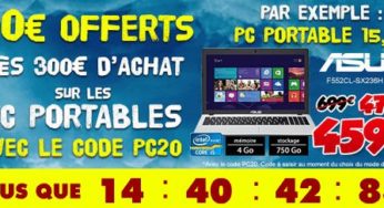 Bon plan Pc Portable : 20 euros de remises immédiates dès 300 euros chez Cdiscount