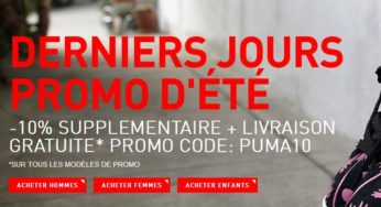 Derniers jours soldes Puma ! 10% supplémentaire + livraison gratuite