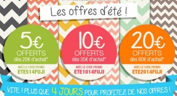 MyFuji : 5 euros offerts pour 20 euros d’achats (10 pour 35 ou 20 sur 60) sur tout le site (tirage, livre photo, cadeau photo…)