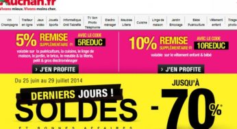 Soldes Auchan ! Remises supplémentaires sur tous les soldes (code promo) !