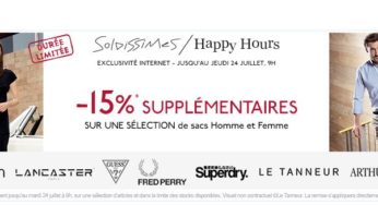 Jusqu’à demain matin -15% supplémentaire sur plus de 600 sacs en soldes chez Galeries Lafayette