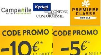 10 euros offerts Hôtel Campanile ou Kyriad et 5 euros offerts Hôtel Première Classe (codes promo 2014)