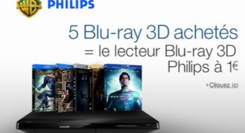 Un lecteur de Blu-ray Philips à 1 euro si vous achetez 5 Blu-ray 3D (de nouveau dispo)