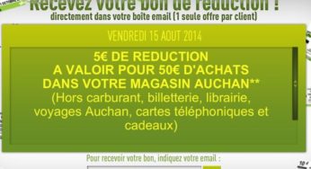 Auchan ouvert le 15 août 2014 : bon de réduction de 5 euros