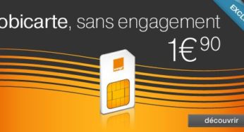 Carte prépayée Mobicarte à 1,90 euros : Appel & SMS illimités de 21h à minuit + 5 euros de com. + wifi Orange illimité