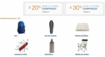 Profitez de 20 à 30% de remises immédiates sur les accessoires Camping et Randonnée