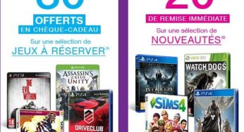 Bon plan jeux vidéo / console : remises et chèque cadeau sur la FNAC