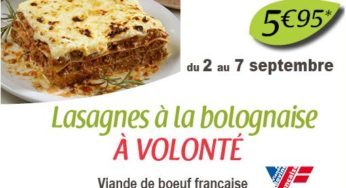 5,95 euros les lasagnes bolognaise à volonté dans les Cafétérias Crescendo !