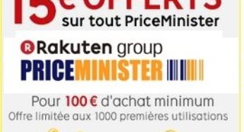 15 euros offerts pour 100 euros d’achats Priceminister !