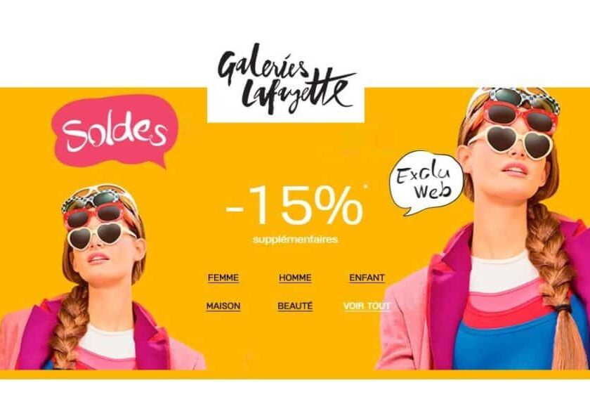 15% supplémentaires sur les Soldissimes Galeries Lafayette