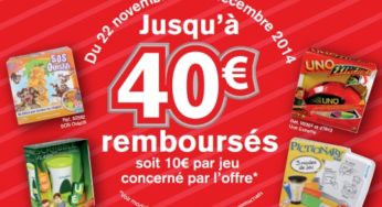 1 jeu Mattel acheté = 10 euros remboursés (SOS Ouistitis, Scrabble Flash, Uno Extrême, Pictionary Folie)