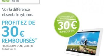 Remboursement Acer : 30 euros remboursés sur la tablette Iconia Tab 10 / A3-A20 (10,1 pouces / quatre cœurs) – 160 euros apres ODR