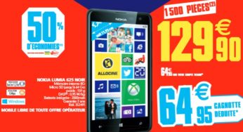 Black Friday Auchan : Smartphone Nokia Lumia 625 qui revient à moins de 65 euros (129,9€ – 64,95€ euros en cagnotte Auchan)