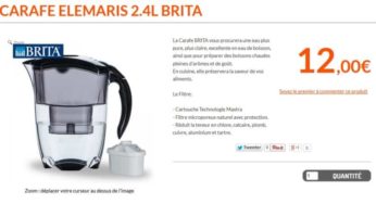 18,5 euros la carafe BRITA Elemaris 2.4 litres + 1 cartouche port inclus (plus de 35 euros ailleurs)