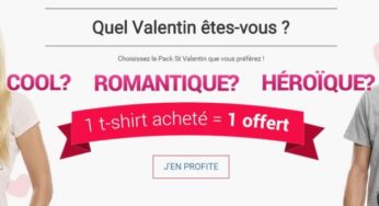 Spécial St Valentin : 1 t-shirt acheté = 1 t-shirt gratuit sur Lamaloli (9,9 euros les 2 t-shirts livrés)