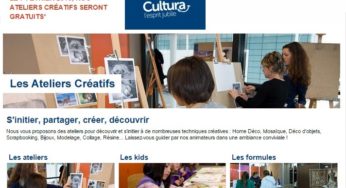 Ateliers Créatifs Cultura gratuits le 7 février (magasins Cultura de France)