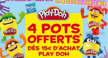 Offre King Jouet – Play-Doh : 15 euros d’achats = 4 pots gratuits