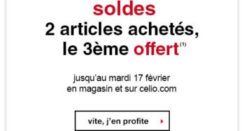 Soldes Celio : 2 achetés = le troisième gratuit !