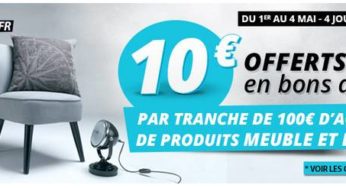 Week-end Meuble & Deco Conforama : 10 euros par tranche de 100 euros d’achats (jusqu’a lundi inclus)