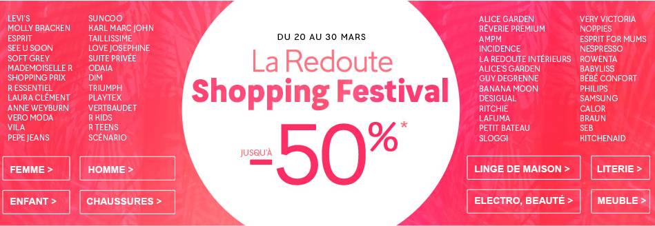 Shopping Festival La Redoute : jusqu’ à 50% de reduc.