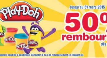 15 euros d’achats Play-Doh = 50% remboursés (ODR 2015)