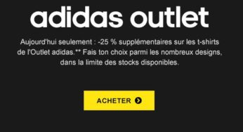 25% supplémentaire sur les t-shirts de l’Adidas Outlet (+ livraison gratuite)