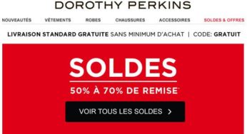 Soldes flottants Dorothy Perkins : de 50 à 70% de remises + livraison gratuite sans minimum