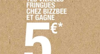 Bon d’achat Bizzbee de 5 euros (valable sans minimum) si vous ramenez un ou des vieux vêtements