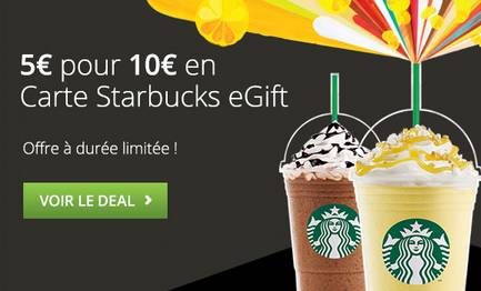 5 euros la carte Starbucks d’une valeur de 10 euros !