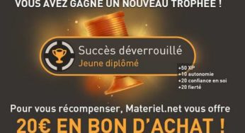 Pour les diplômés (Bac, Brevet, BTS, DUT..) : 20 euros de remises dès 150 euros sur Materiel