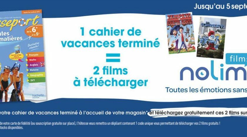 cahier de vacances films gratuits Carrefour