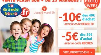 Vente flash La Grande Recré : 5 euros de remises dès 39 euros / 10 euros dès 49 euros