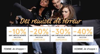 SoJeans : jusqu’à -40% (1 article = -10%, 2 articles =-20%, 3 articles = -30%, 4 articles =-40%)