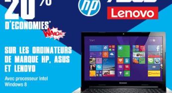 Crazy Week-end Auchan spécial ordi HP, Asus et Lenovo : 20% sur la carte