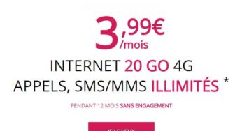 Forfait Virgin Mobile 20Go de Data en Appel/SMS/MMS illimités à 3,99 euros