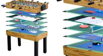 Moins de 90€ la table 12 jeux (baby-foot, billard, Ping-Pong, échecs…)