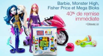 Offre Mattel : remise immédiate de 40% sur Barbie, Fisher Price, Monster High et Mega Bloks