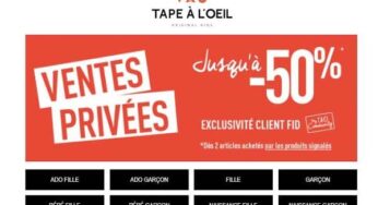 Vente Privée Tape à l’Oeil : Jusqu’à -50% dès 2 articles avec la carte MyTAO Community