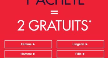 1 article acheté = 2 articles gratuits dans le déstockage Kiabi