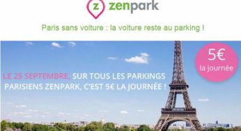 5€ la journée dans tous ses parkings ZenPark de Paris dimanche pour la Journée sans voiture à Paris