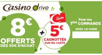 Casino Drive : 8€ de remise dès 50€ d’achat + 5€ offert sur la carte (nouveau client)